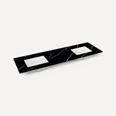 Quartz Stone Vanity Top, 72" x 1-1/8" x 23", Double Undercounter Sink, Three Hole, For Willowmere