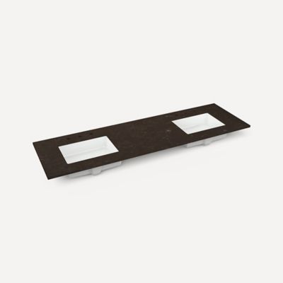 Quartz Stone Vanity Top, 72" x 1-1/8" x 23", Double Undercounter Sink, Three Hole, For Wyndale