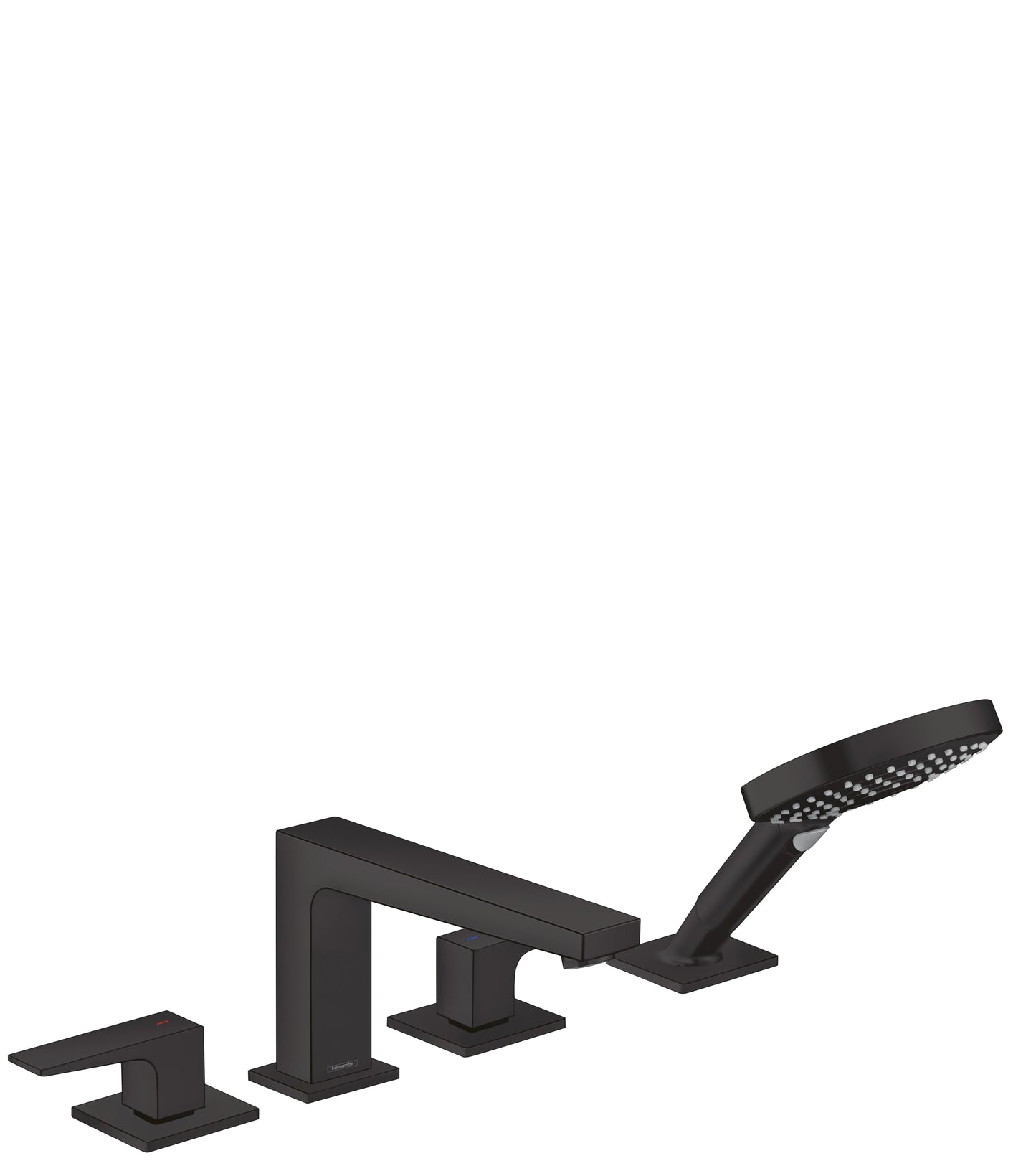 hansgrohe Metropol 4-Hole Roman Tub Set Trim with Lever Handles and 1.75 GPM Handshower