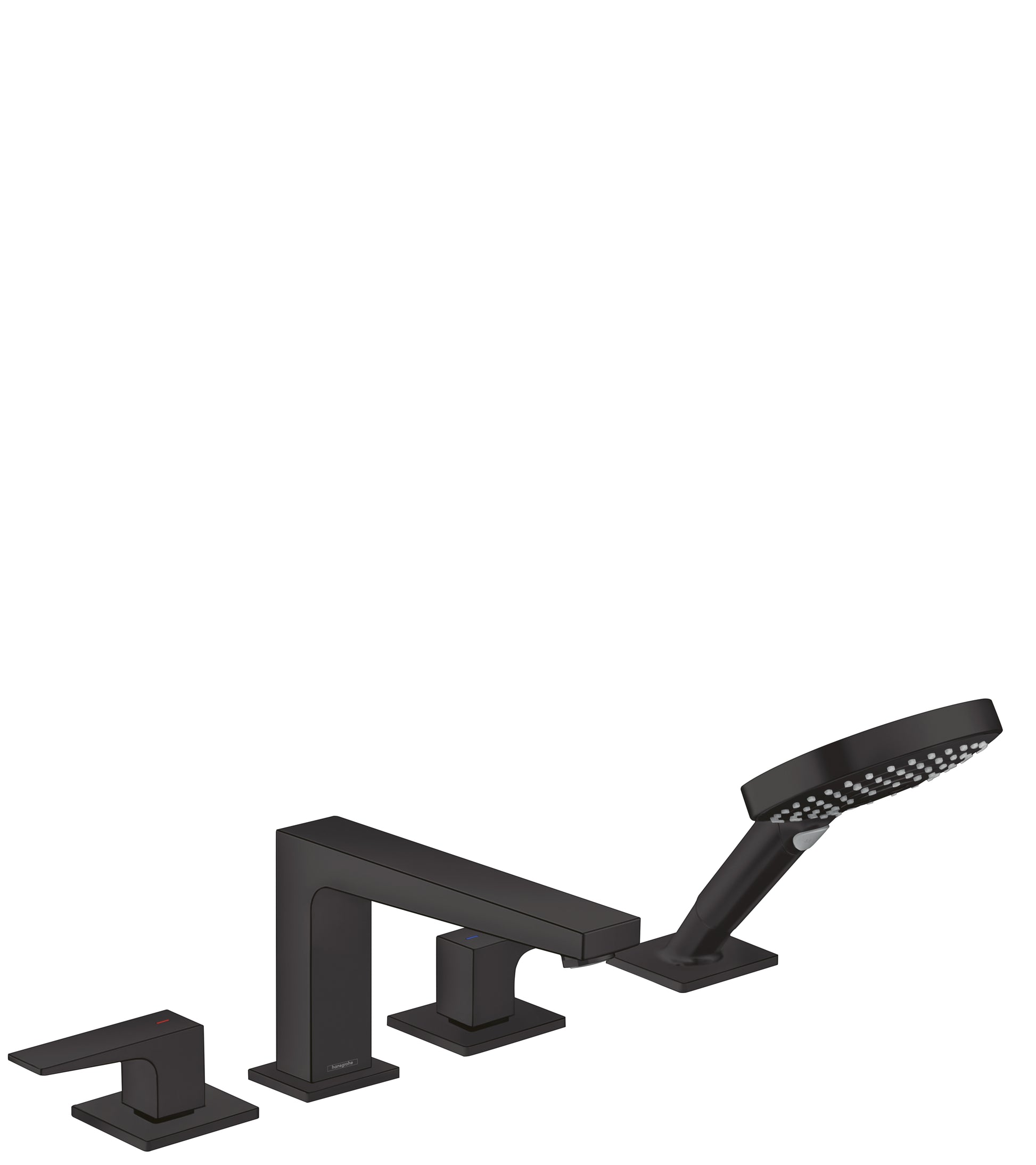 hansgrohe Metropol 4-Hole Roman Tub Set Trim with Lever Handles and 1.75 GPM Handshower