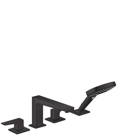 hansgrohe Metropol 4-Hole Roman Tub Set Trim with Lever Handles and 1.75 GPM Handshower