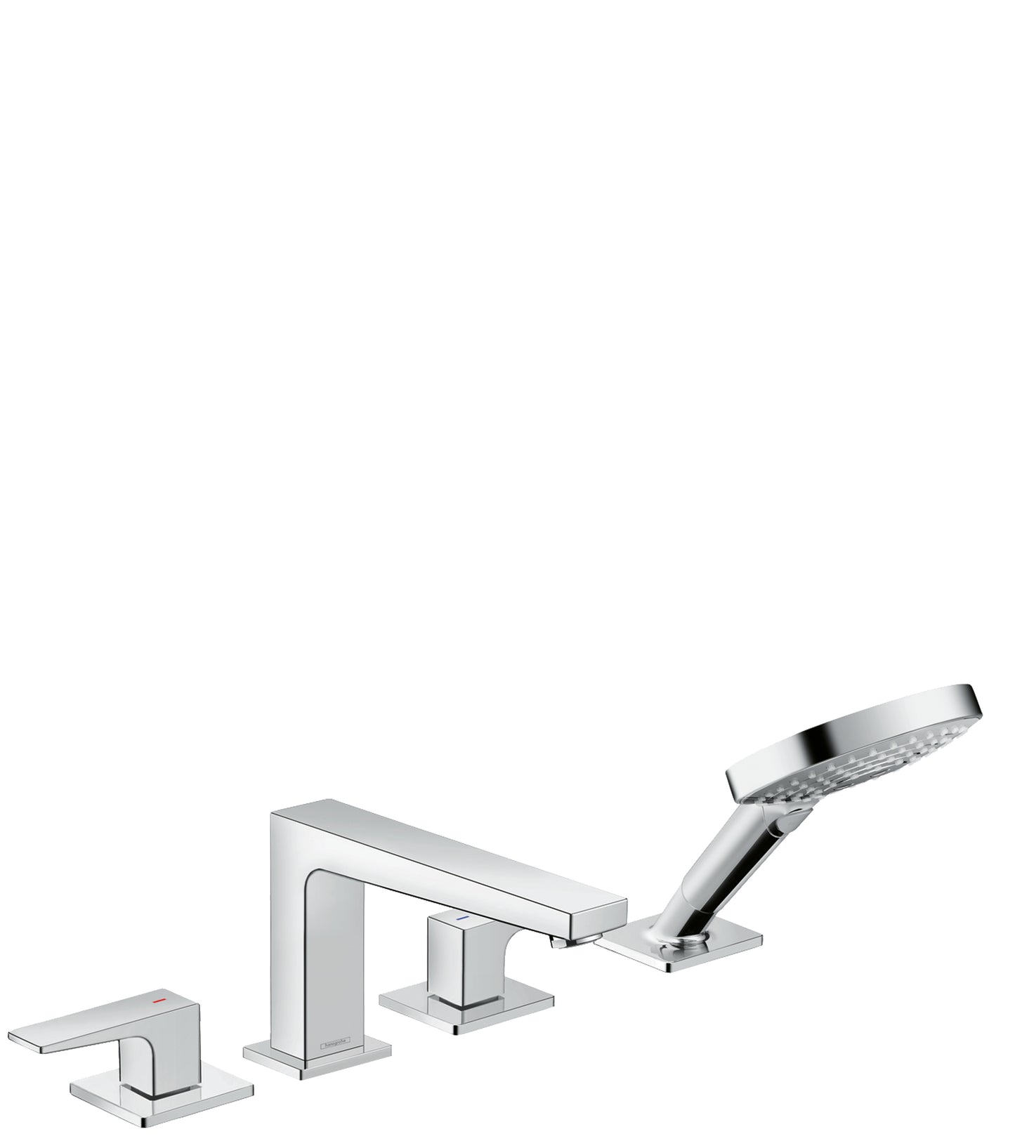 hansgrohe Metropol 4-Hole Roman Tub Set Trim with Lever Handles and 1.75 GPM Handshower