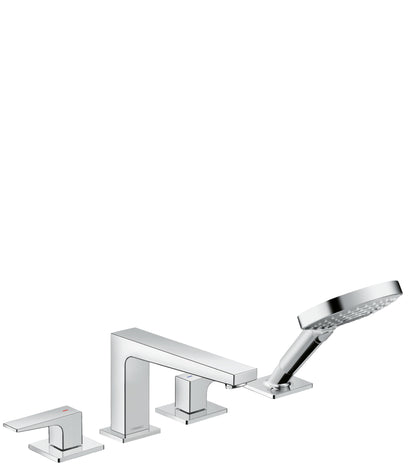 hansgrohe Metropol 4-Hole Roman Tub Set Trim with Lever Handles and 1.75 GPM Handshower