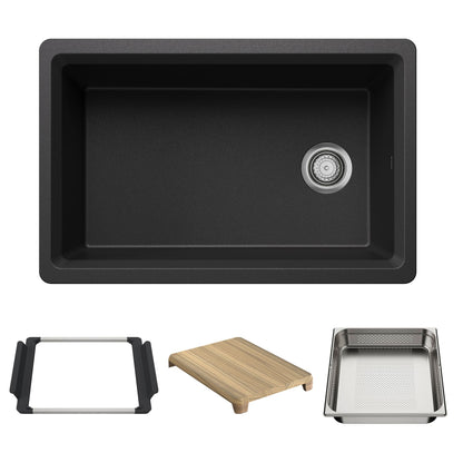 BLANCO Inteos SILGRANIT 30" Single Bowl Reversible Undermount Workstation Kitchen Sink - Anthracite