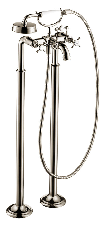 Axor 16547001 Montreux Roman Tub Filler Faucet Free Standing with Diverter 50" Techniflex Hose and 2.5 GPM Single Function Hand Shower Less Valve in Chrome
