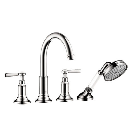 AXOR Montreux 4-Hole Roman Tub Set Trim with Lever Handles and 1.8 GPM Handshower