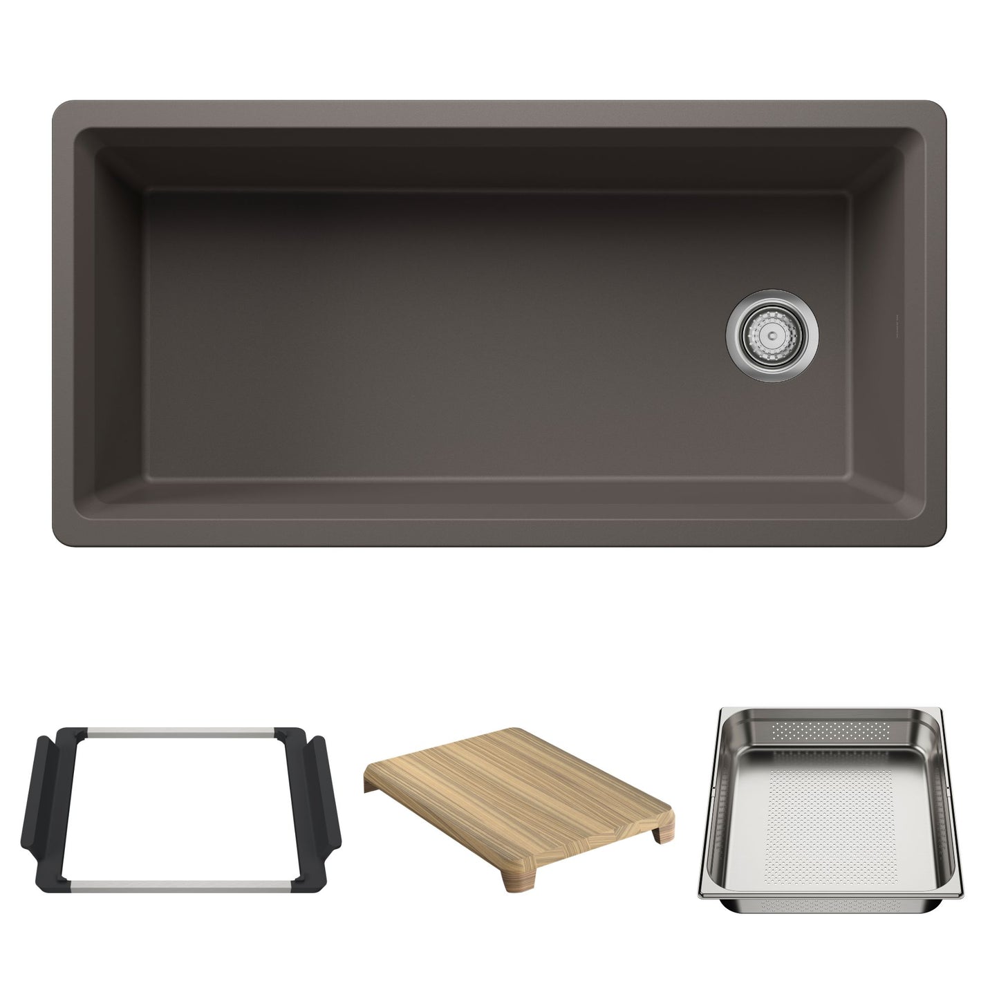 BLANCO Inteos SILGRANIT 39" Single Bowl Reversible Undermount Workstation Kitchen Sink - Volcano Gray