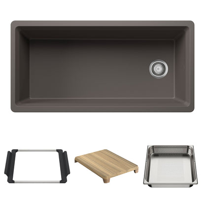 BLANCO Inteos SILGRANIT 39" Single Bowl Reversible Undermount Workstation Kitchen Sink - Volcano Gray