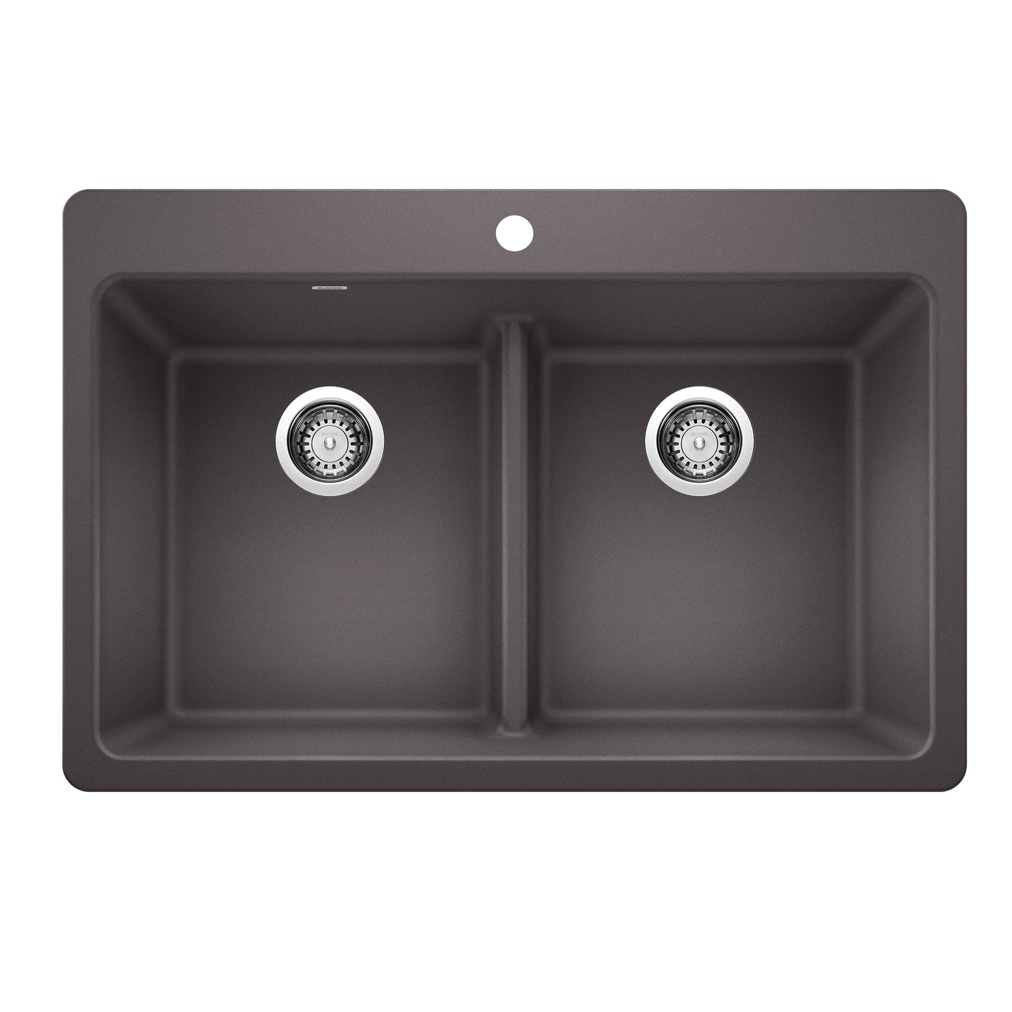BLANCO Liven SILGRANIT 33" 50/50 Double Bowl Dual Mount Kitchen Sink with Low Divide - Cinder