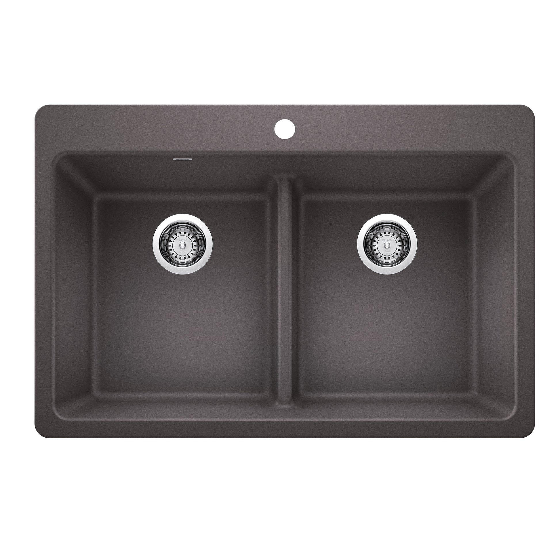 BLANCO Liven SILGRANIT 33" 50/50 Double Bowl Dual Mount Kitchen Sink with Low Divide - Cinder
