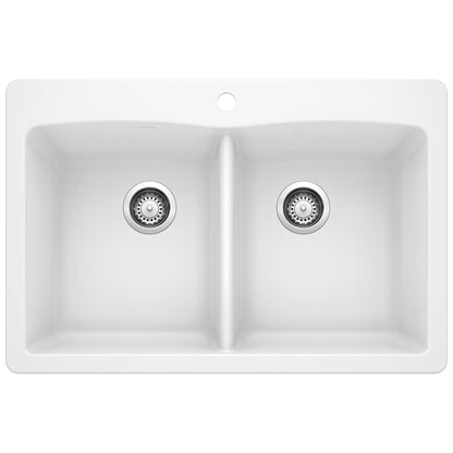 BLANCO 440221 Diamond Equal Double Dual Mount Kitchen Sink - White
