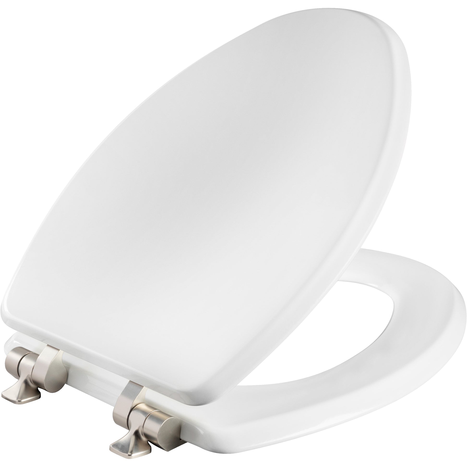 Bemis 126NISLA Mayfair by Bemis Benton® Elongated Enameled Wood White Featuring Stay·Tite® Seat Fastening System™ and Whisper·Close® with Metal Brushed Nickel Hinges - White