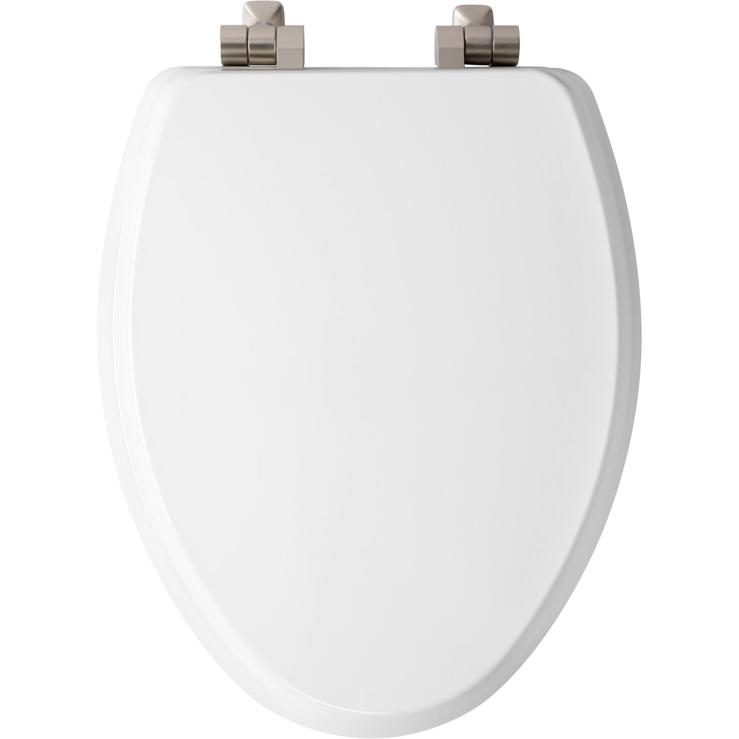 Bemis 126NISLA Mayfair by Bemis Benton® Elongated Enameled Wood White Featuring Stay·Tite® Seat Fastening System™ and Whisper·Close® with Metal Brushed Nickel Hinges - White