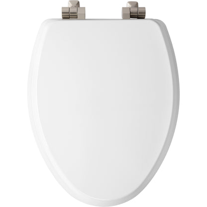 Bemis 126NISLA Mayfair by Bemis Benton® Elongated Enameled Wood White Featuring Stay·Tite® Seat Fastening System™ and Whisper·Close® with Metal Brushed Nickel Hinges - White