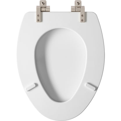 Bemis 126NISLA Mayfair by Bemis Benton® Elongated Enameled Wood White Featuring Stay·Tite® Seat Fastening System™ and Whisper·Close® with Metal Brushed Nickel Hinges - White