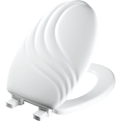Bemis 127ECA Mayfair by Bemis Swirl™ Elongated Enameled Wood Swirl Design Toilet Seat in White with Stay·Tite® Seat Fastening System™ and Easy·Clean® - White