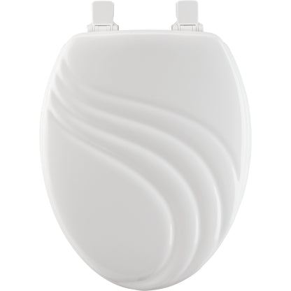 Bemis 127ECA Mayfair by Bemis Swirl™ Elongated Enameled Wood Swirl Design Toilet Seat in White with Stay·Tite® Seat Fastening System™ and Easy·Clean® - White