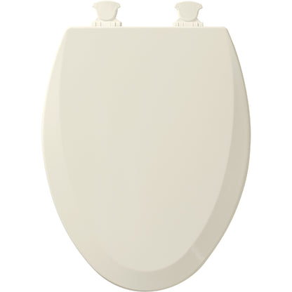 Bemis 1500EC Elongated Enameled Wood Closed Front with Cover Featuring Easy·Clean® Hinges - Biscuit