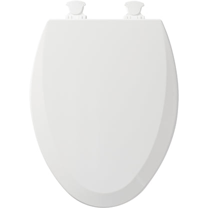 Bemis 1500EC Elongated Enameled Wood Closed Front with Cover Featuring Easy·Clean® Hinges - Cotton White