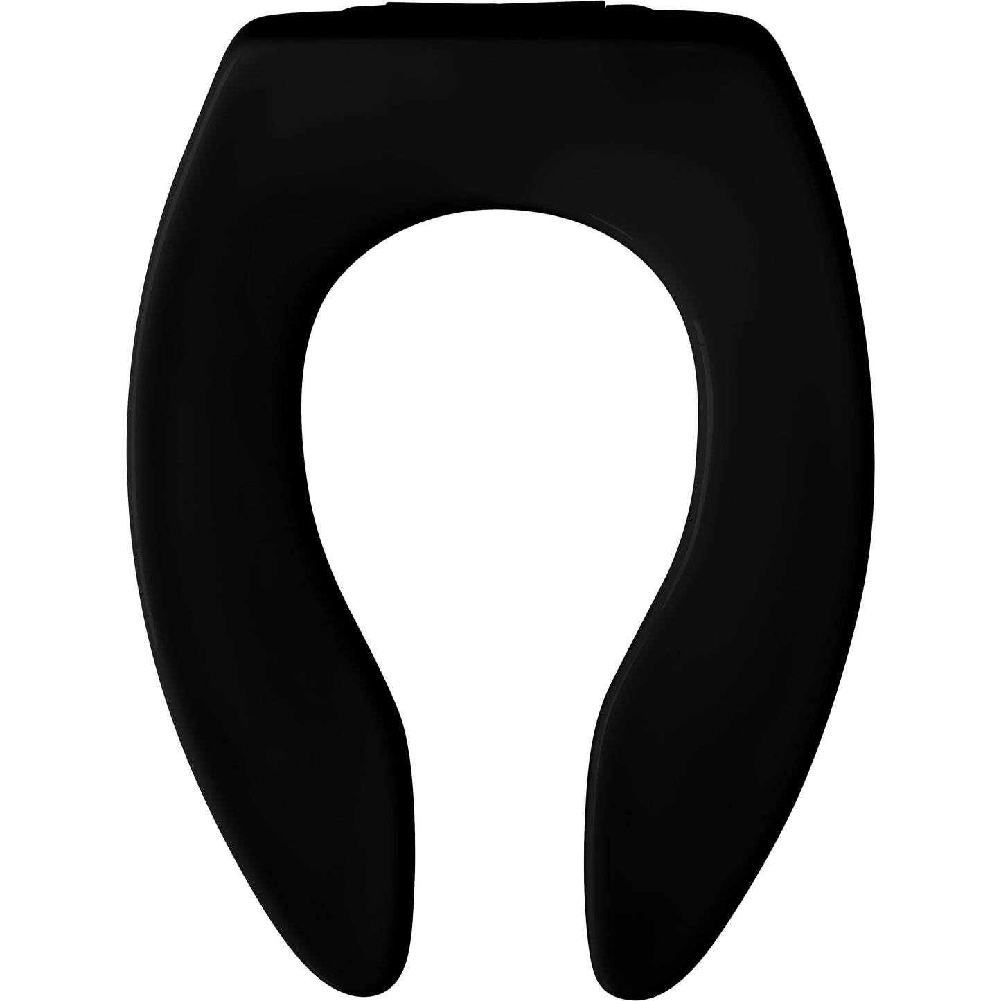 Bemis 1655SSCT Elongated Plastic Open Front Less Cover Toilet Seat Featuring Stay·Tite® Commercial Fastening System™ with Self-Sustaining Hinge - Black