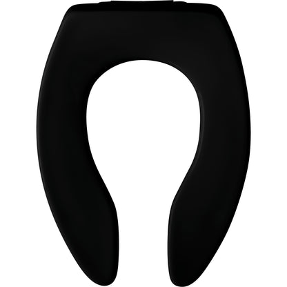 Bemis 1655SSCT Elongated Plastic Open Front Less Cover Toilet Seat Featuring Stay·Tite® Commercial Fastening System™ with Self-Sustaining Hinge - Black