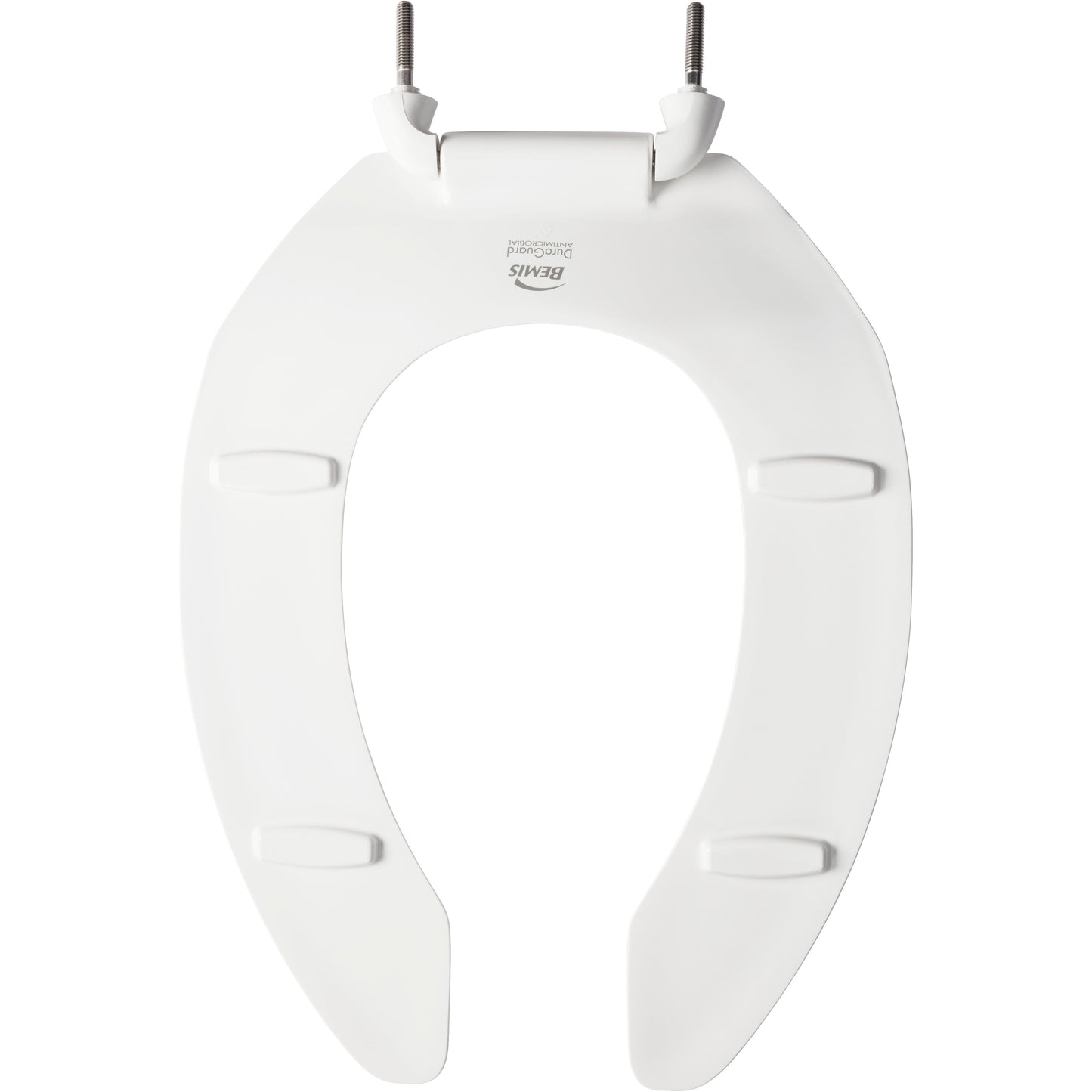 Bemis 2155CT Church Elongated Open Front Less Cover Commercial Plastic Toilet Seat in White with Stay·Tite® Commercial Fastening System™, DuraGuard® and Check Hinges - White