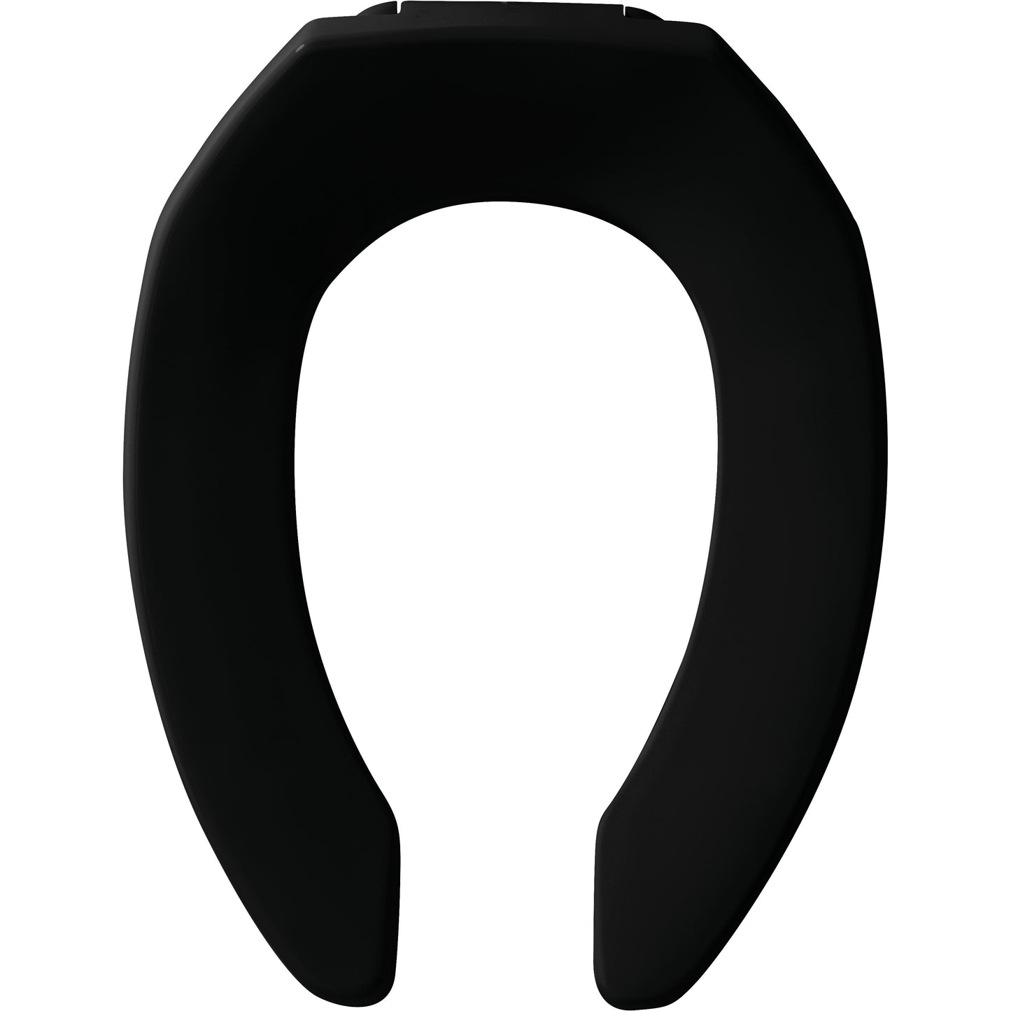 Bemis 295CT Church Elongated Open Front Less Cover Commercial Plastic Toilet Seat with Stay·Tite® Commercial Fastening System™ and Check Hinges - Black