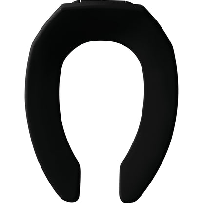 Bemis 295SSCT Church Elongated Open Front Less Cover Commercial Plastic Toilet Seat with Stay·Tite® Commercial Fastening System™ and Self-Sustaining Check Hinges - Black