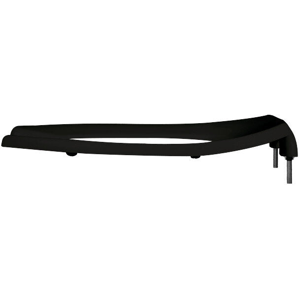 Bemis 295SSCT Church Elongated Open Front Less Cover Commercial Plastic Toilet Seat with Stay·Tite® Commercial Fastening System™ and Self-Sustaining Check Hinges - Black