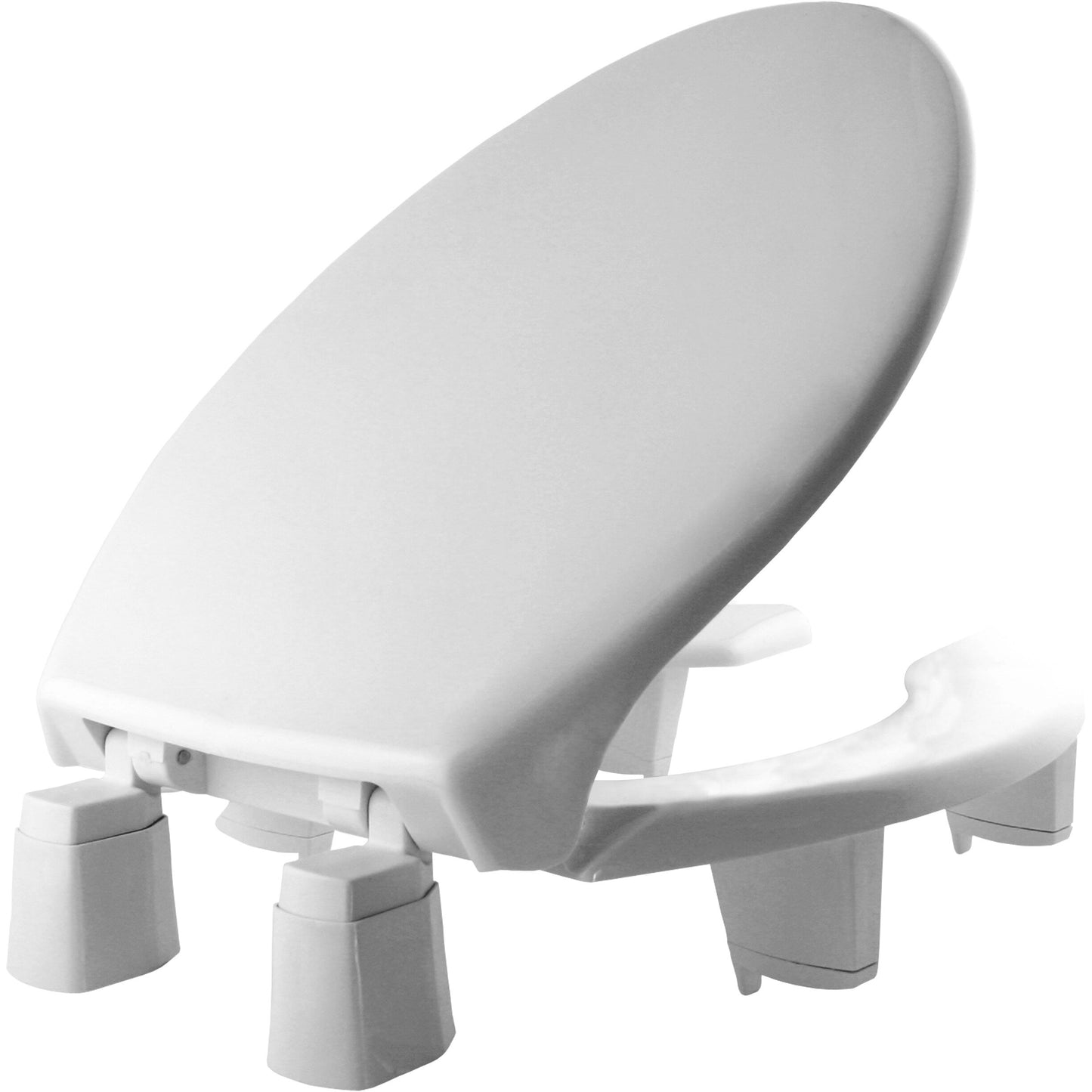 Bemis 3L2150T Elongated Open Front With Cover Medic-Aid® Plastic Toilet Seat in White Featuring Stay·Tite® Commercial Seat Fastening System™, DuraGuard®, Super·Grip® Bumpers and 3-inch Lifts - White