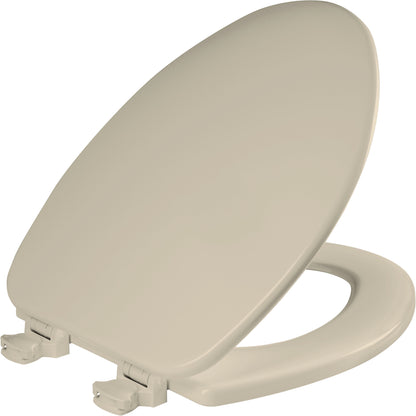 Bemis 585EC Church Elongated Enameled Wood Toilet Seat with Easy·Clean® Hinges - Bone