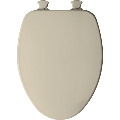 Bemis 585EC Church Elongated Enameled Wood Toilet Seat with Easy·Clean® Hinges - Bone