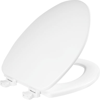 Bemis 585EC Church Elongated Enameled Wood Toilet Seat with Easy·Clean® Hinges - White