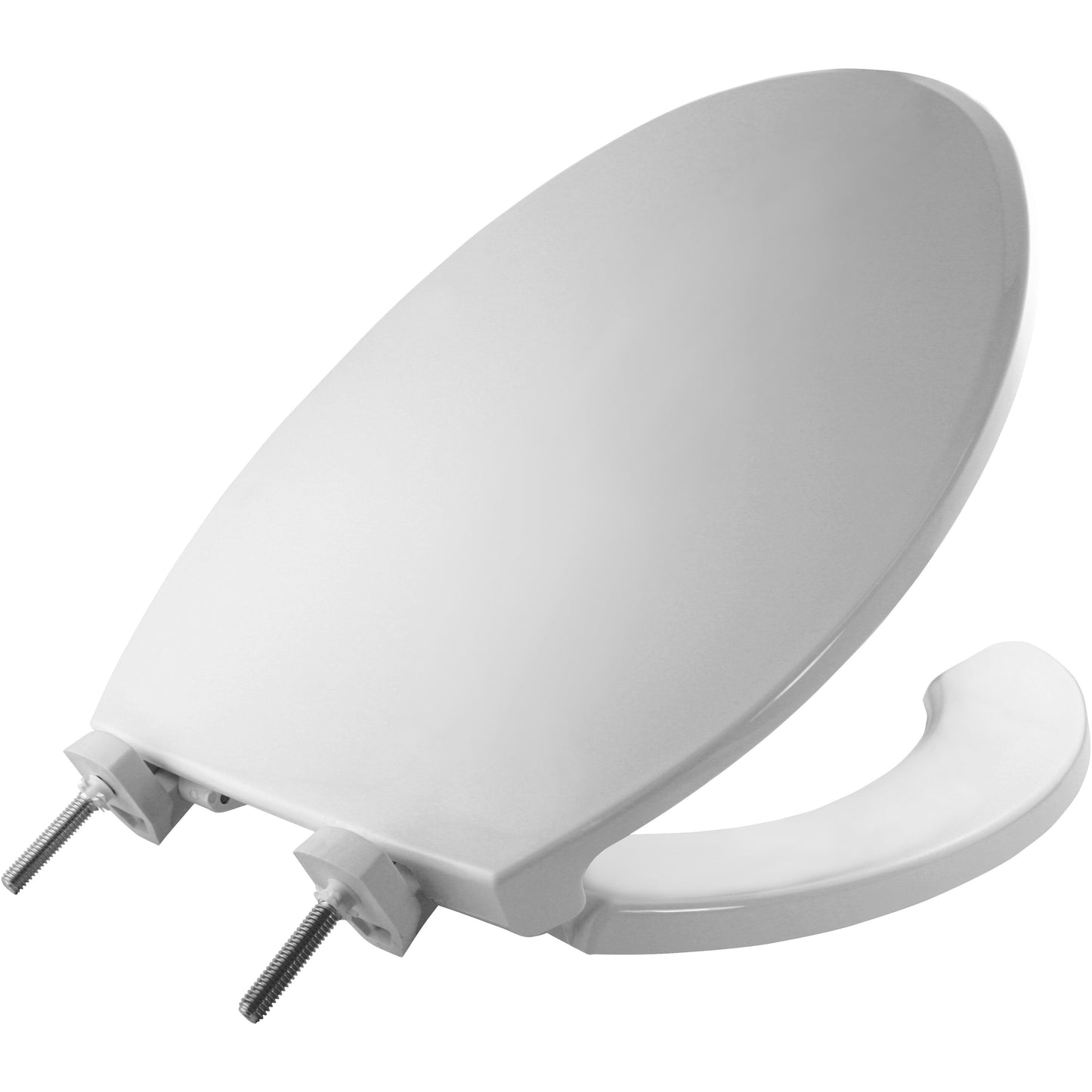 Bemis 7650TDG Elongated Open Front With Cover Hospitality Plastic Toilet Seat in White with Stay·Tite® Commercial Fastening System™ and DuraGuard® - White