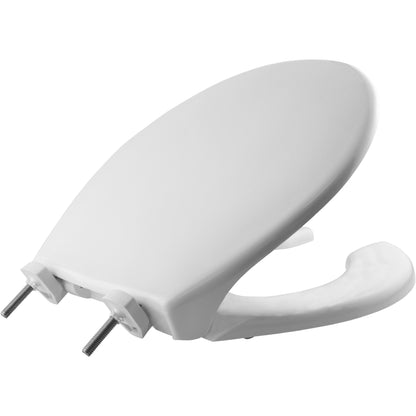 Bemis 7750TDG Round Open Front With Cover Hospitality Commercial Plastic Toilet Seat in White Stay·Tite® Commercial Fastening System™ and DuraGuard® - White