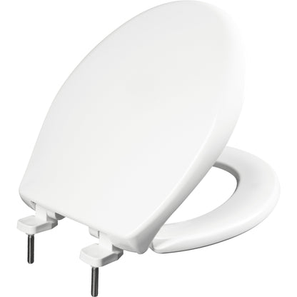 Bemis 790TDGSL Round Hospitality Commercial Plastic Closed Front with Cover Toilet Seat in White Featuring Stay·Tite® Commercial Fastening System™, Whisper·Close®, Super·Grip® Bumpers, and DuraGuard® - White