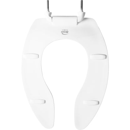 Bemis 9500SSCT Church Elongated Open Front Less Cover Commercial Plastic Toilet Seat in White Featuring Stay·Tite® Commercial Fastening System™ and Self-Sustaining Check Hinges - White