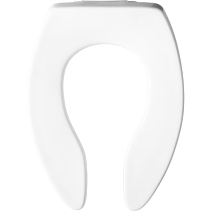 Bemis 95SSCT Olsonite Elongated Open Front Less Cover Commercial Plastic Toilet Seat in White with Stay·Tite® Commercial Fastening System™ and Self-Sustaining Check Hinges - White