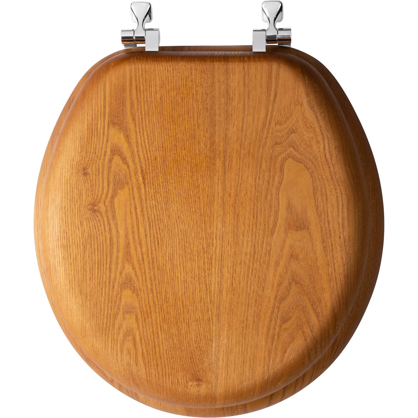 Bemis 9601CP Mayfair by Bemis Natural Reflections™ Round Wood Veneer Toilet Seat in Natural Oak with Chrome Hinges - Natural Oak