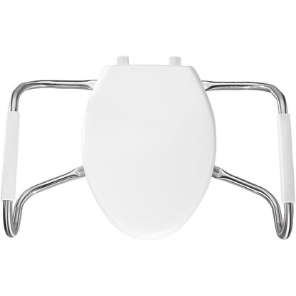 Bemis MA2150T Elongated Open Front Medic-Aid® Stainless Steel Safety Side Arms is a Plastic Toilet Seat in White Featuring Stay·Tite® Commercial Fastening System™ and DuraGuard® - White