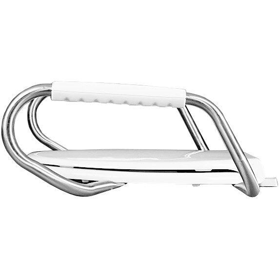 Bemis MA2150T Elongated Open Front Medic-Aid® Stainless Steel Safety Side Arms is a Plastic Toilet Seat in White Featuring Stay·Tite® Commercial Fastening System™ and DuraGuard® - White