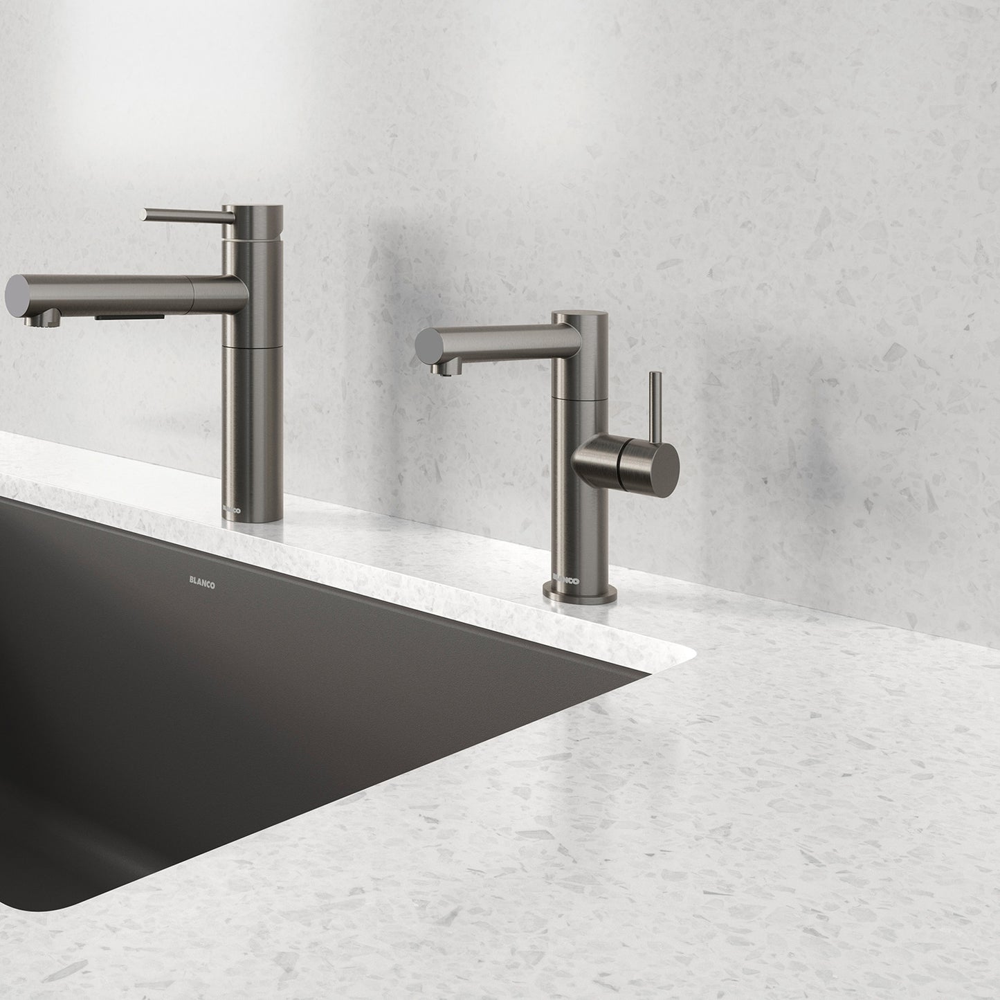Satin Dark Steel - BLANCO Alta II Low Arc Beverage Faucet - RO Compatible