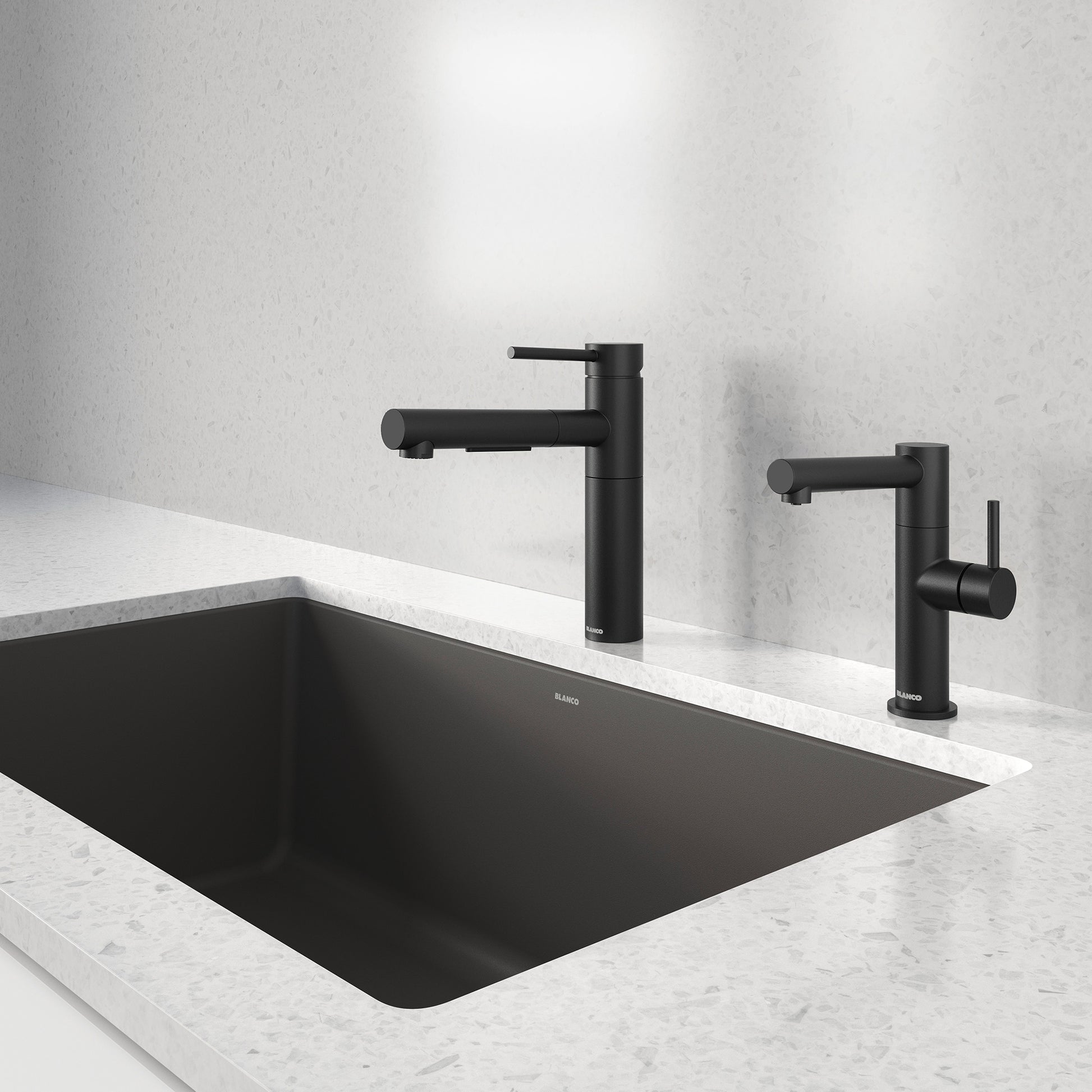 Matte Black - BLANCO Alta II Low Arc Pull-Out Dual-Spray Kitchen Faucet