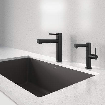 Matte Black - BLANCO Alta II Low Arc Pull-Out Dual-Spray Kitchen Faucet