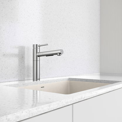 Pvd Steel - BLANCO Alta II Low Arc Pull-Out Dual-Spray Kitchen Faucet