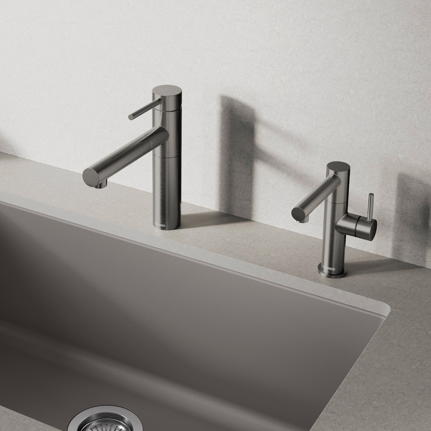 Satin Dark Steel - BLANCO Alta II Low Arc Pull-Out Dual-Spray Kitchen Faucet