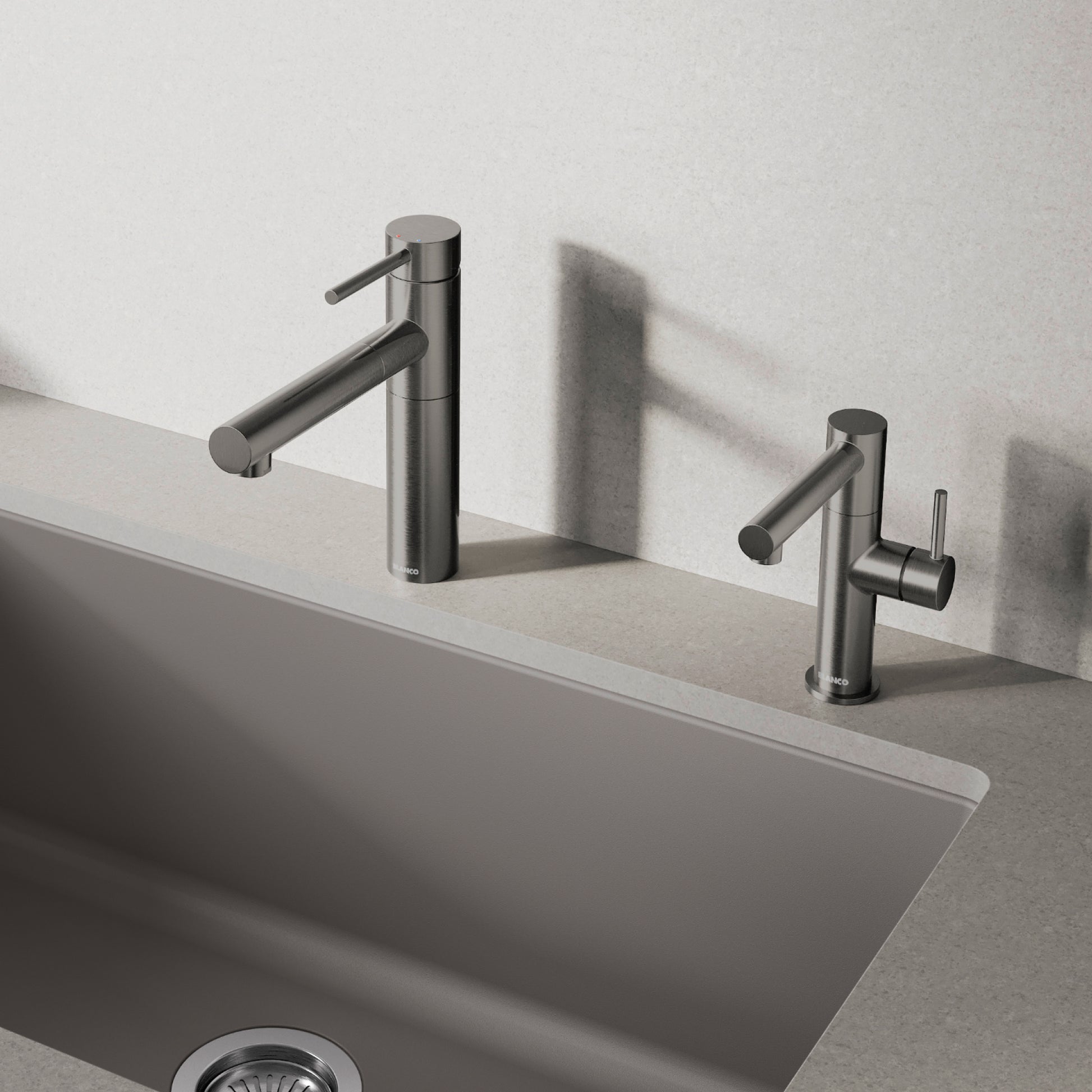 Satin Dark Steel - BLANCO Alta II Low Arc Pull-Out Dual-Spray Kitchen Faucet