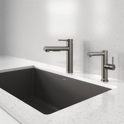 Satin Dark Steel - BLANCO Alta II Low Arc Pull-Out Dual-Spray Kitchen Faucet