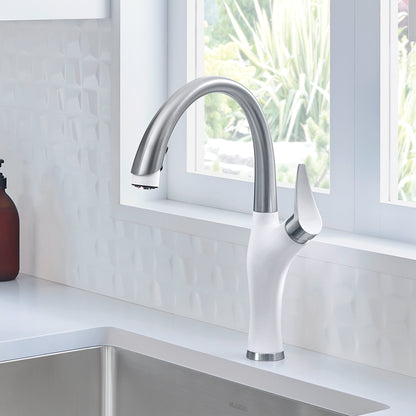 Pvd Steel/White - BLANCO Artona Pull-Down Dual-Spray Kitchen Faucet