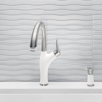 Pvd Steel/White - BLANCO Artona Pull-Down Dual-Spray Kitchen Faucet